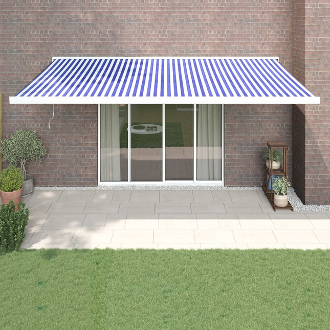 Luifel Uittrekbaar 5X3 M Stof En Aluminium Blauw En Wit