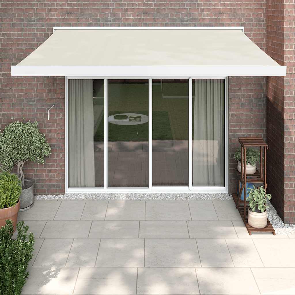 Luifel uittrekbaar 3,5x2,5 m stof en aluminium crèmekleurig
