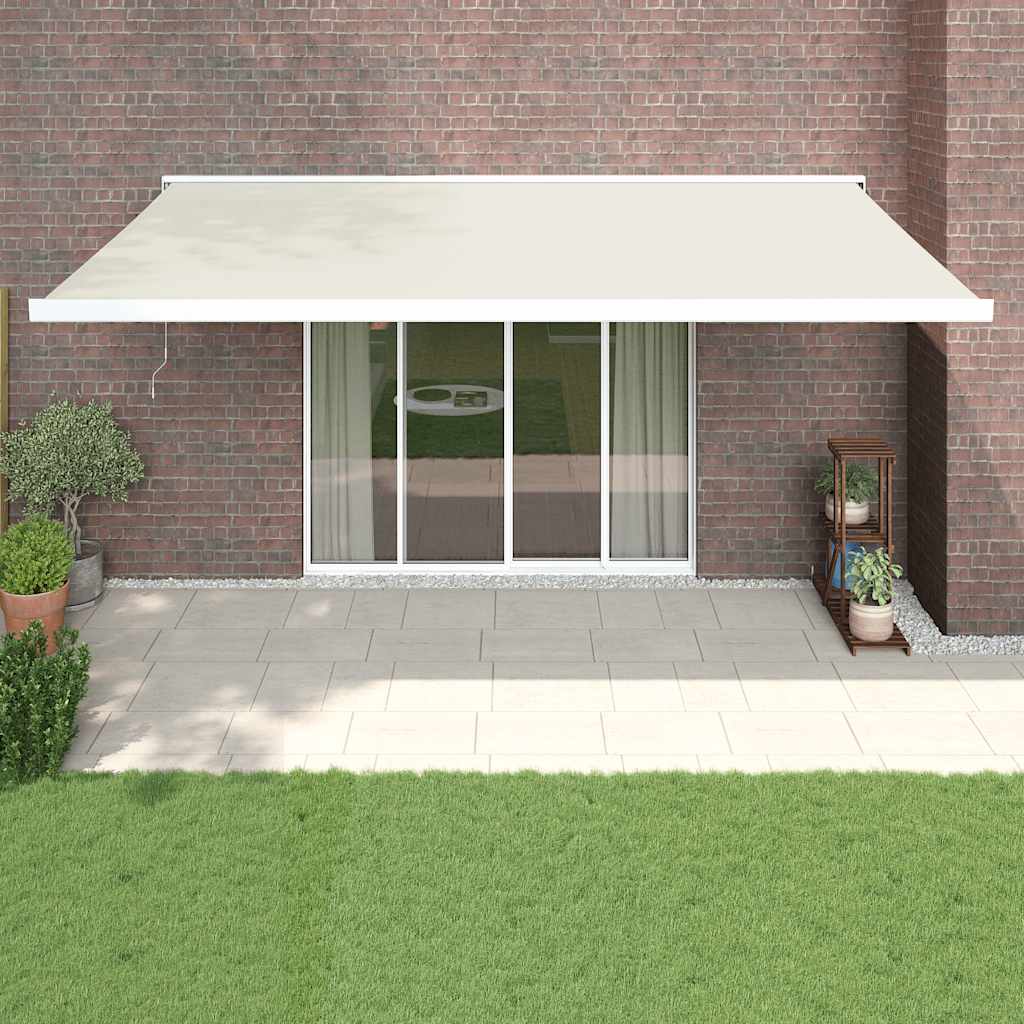 Luifel uittrekbaar 5x3 m stof en aluminium crèmekleurig