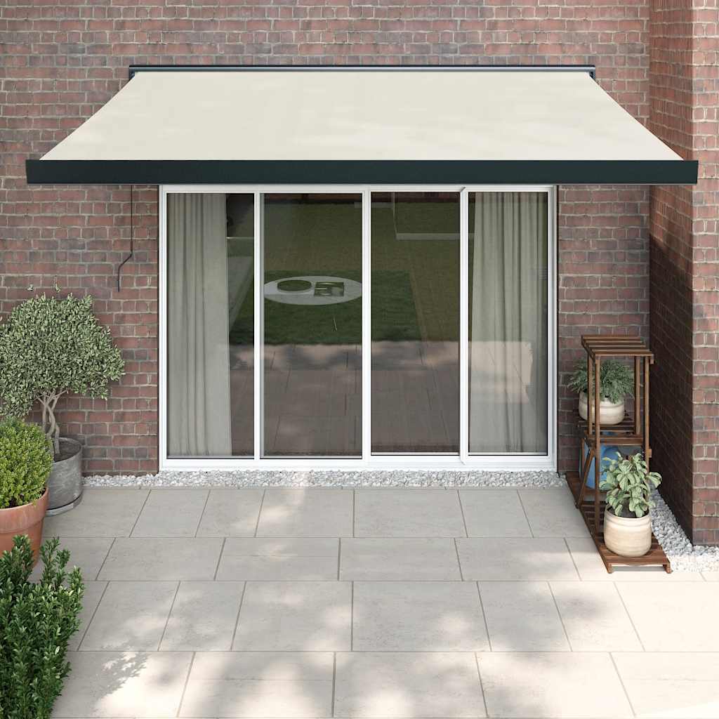 Luifel uittrekbaar 3,5x2,5 m stof en aluminium crèmekleurig