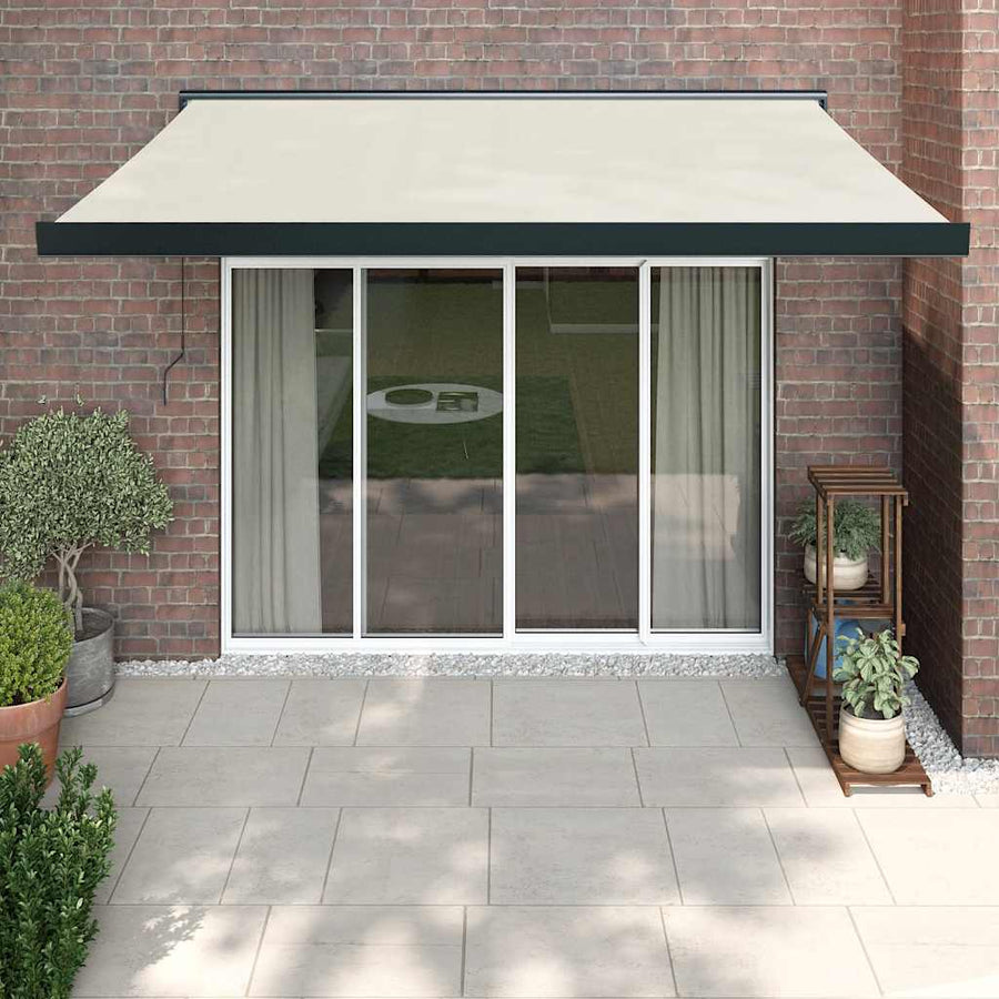 Luifel uittrekbaar 3,5x2,5 m stof en aluminium crèmekleurig