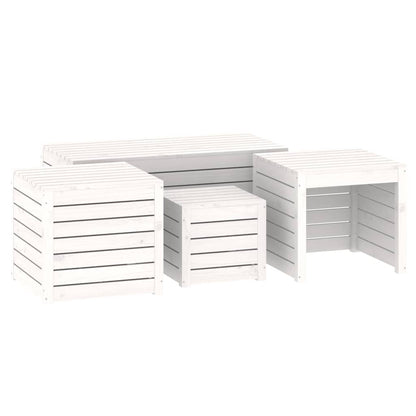 4-Delige Tuinboxset Massief Grenenhout Wit