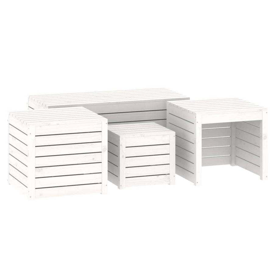 4-Delige Tuinboxset Massief Grenenhout Wit