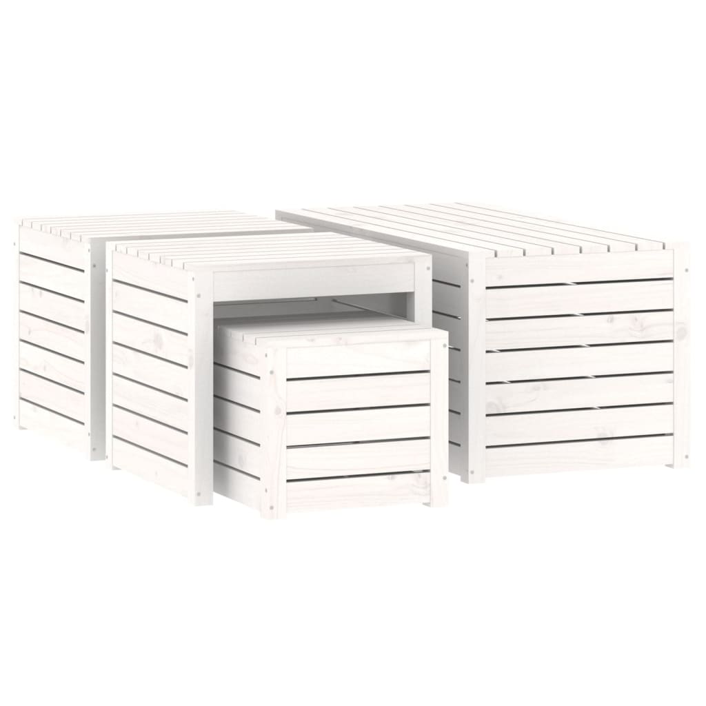 4-Delige Tuinboxset Massief Grenenhout Wit