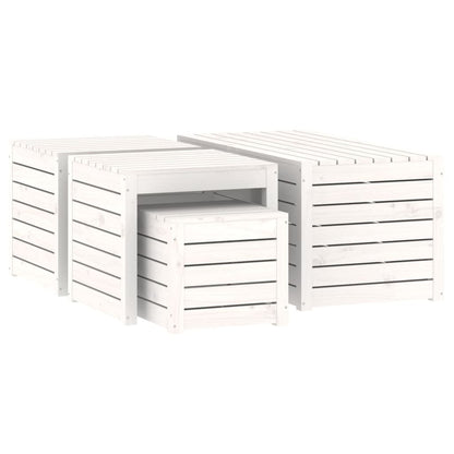4-Delige Tuinboxset Massief Grenenhout Wit