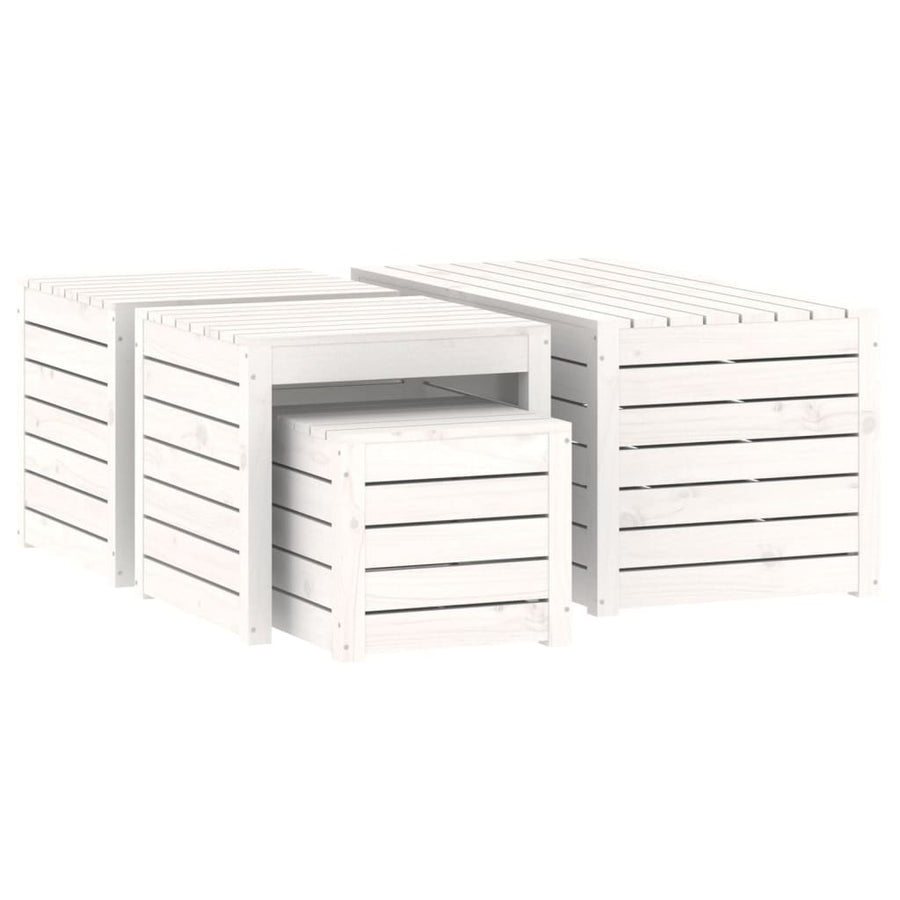 4-Delige Tuinboxset Massief Grenenhout Wit