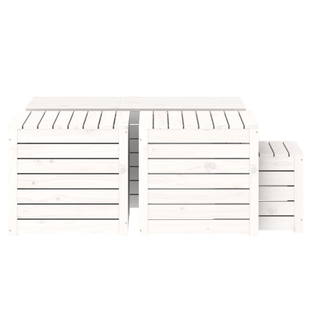 4-Delige Tuinboxset Massief Grenenhout Wit