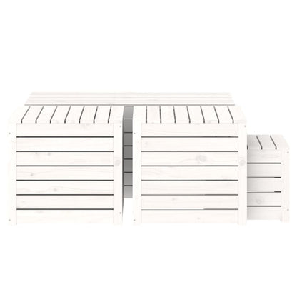 4-Delige Tuinboxset Massief Grenenhout Wit