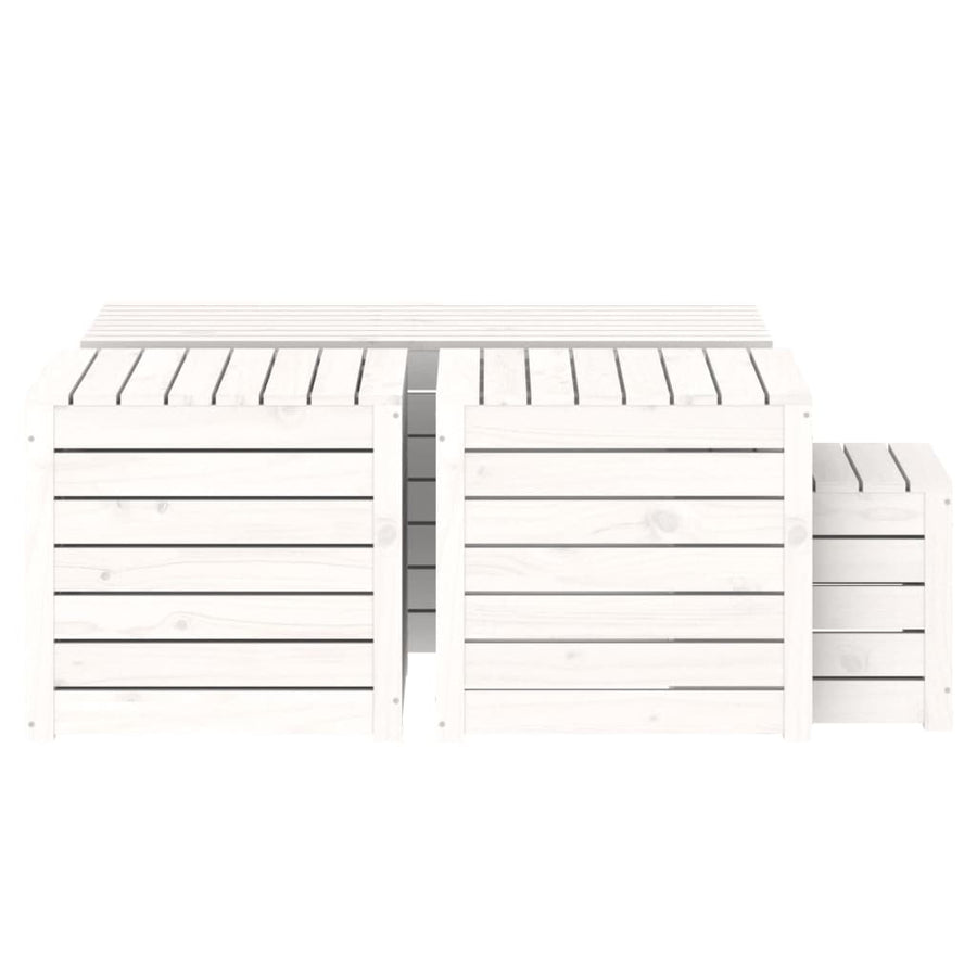 4-Delige Tuinboxset Massief Grenenhout Wit