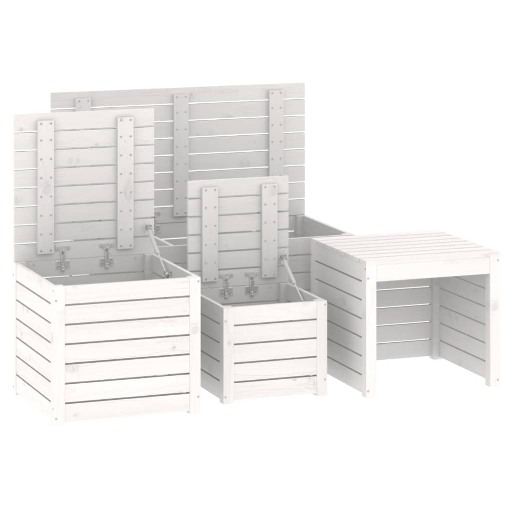 4-Delige Tuinboxset Massief Grenenhout Wit