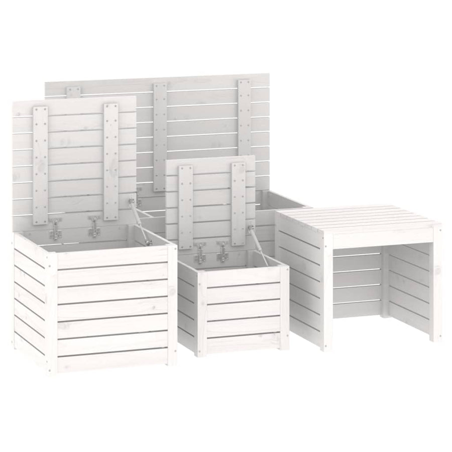4-Delige Tuinboxset Massief Grenenhout Wit