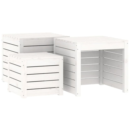 4-Delige Tuinboxset Massief Grenenhout Wit