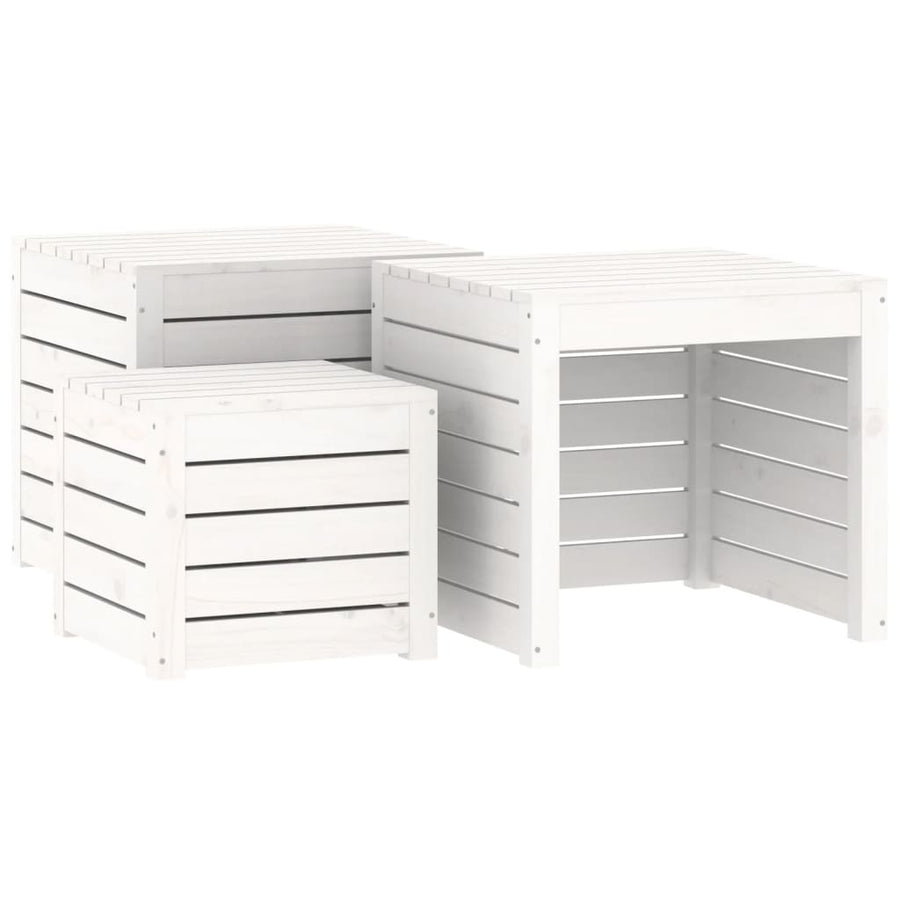 4-Delige Tuinboxset Massief Grenenhout Wit