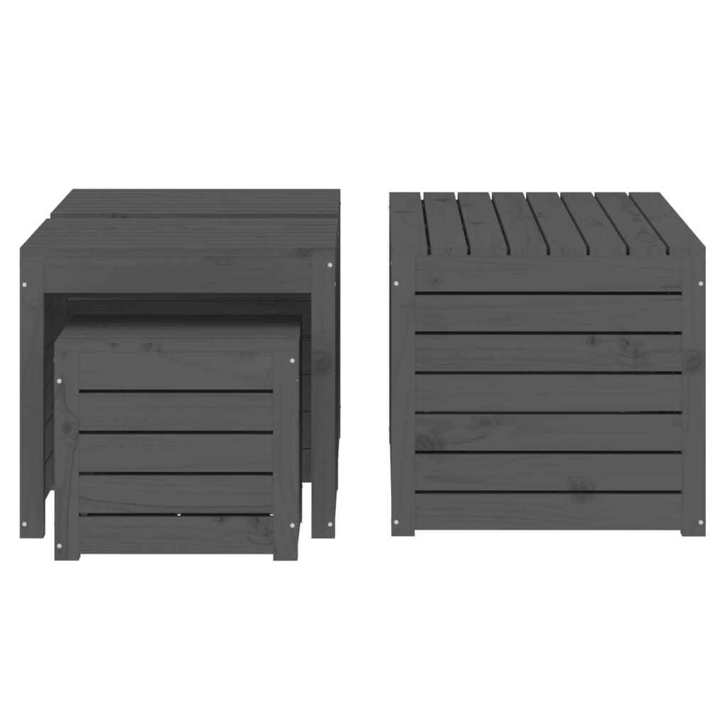 4-Delige Tuinboxset Massief Grenenhout Grijs