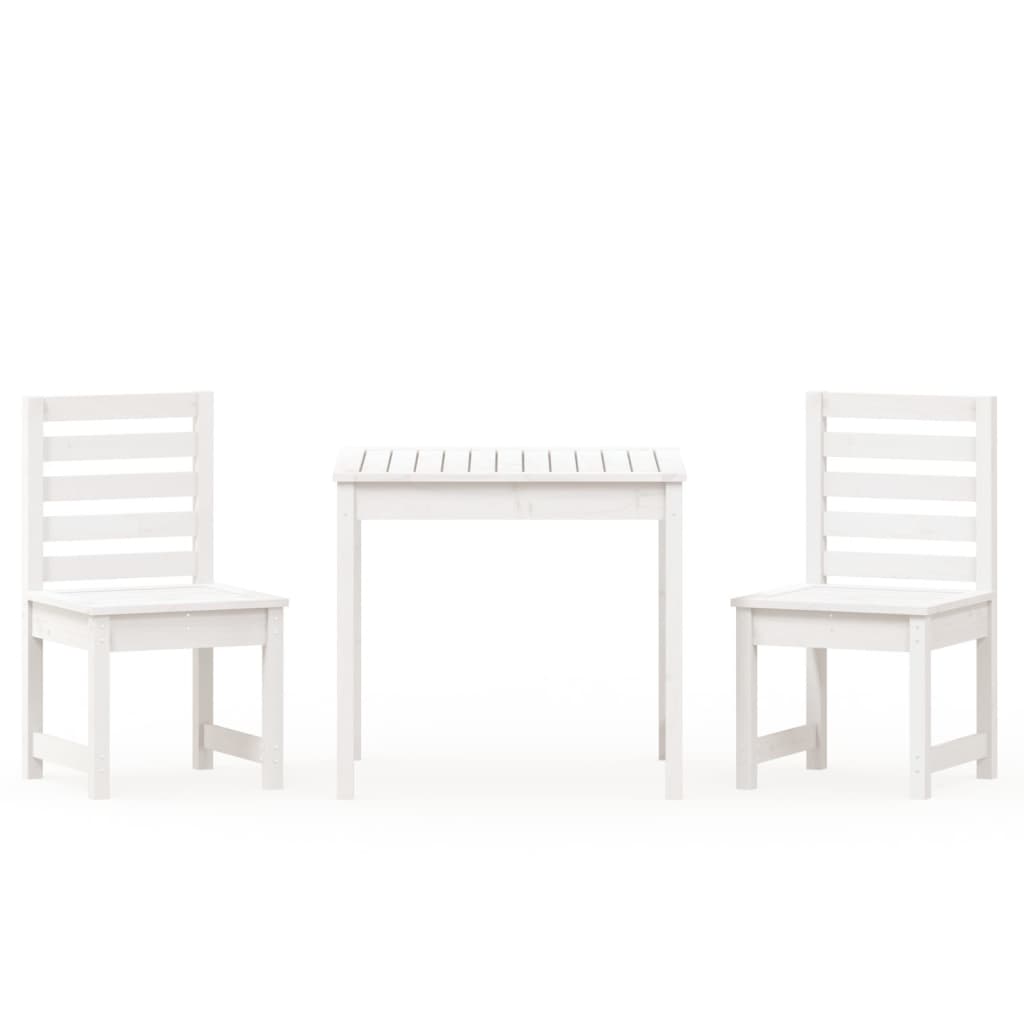 -Delige Bistroset Massief Grenenhout Wit Wit grenenhout