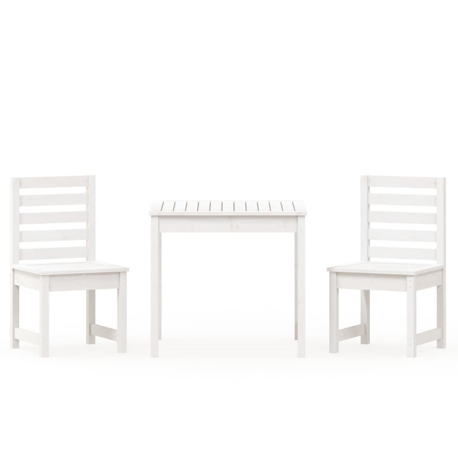 -Delige Bistroset Massief Grenenhout Wit Wit grenenhout