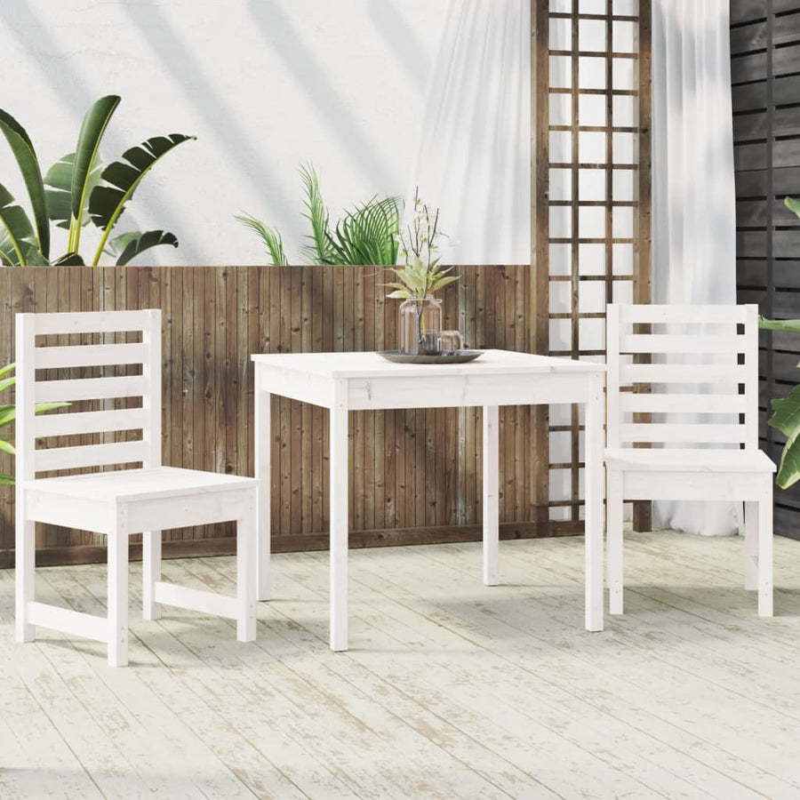 -Delige Bistroset Massief Grenenhout Wit Wit grenenhout