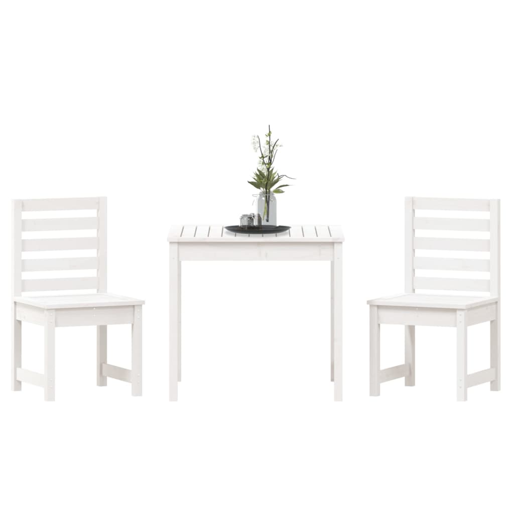 -Delige Bistroset Massief Grenenhout Wit Wit grenenhout