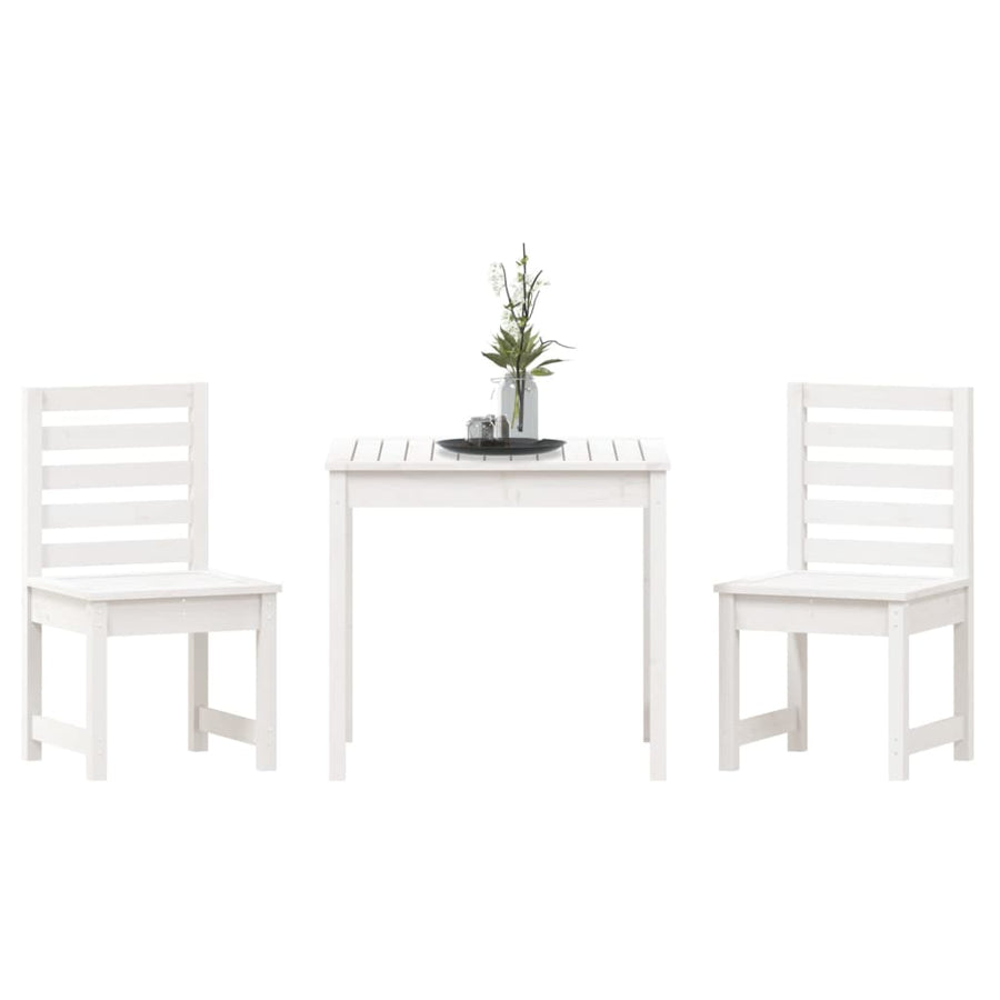 -Delige Bistroset Massief Grenenhout Wit Wit grenenhout