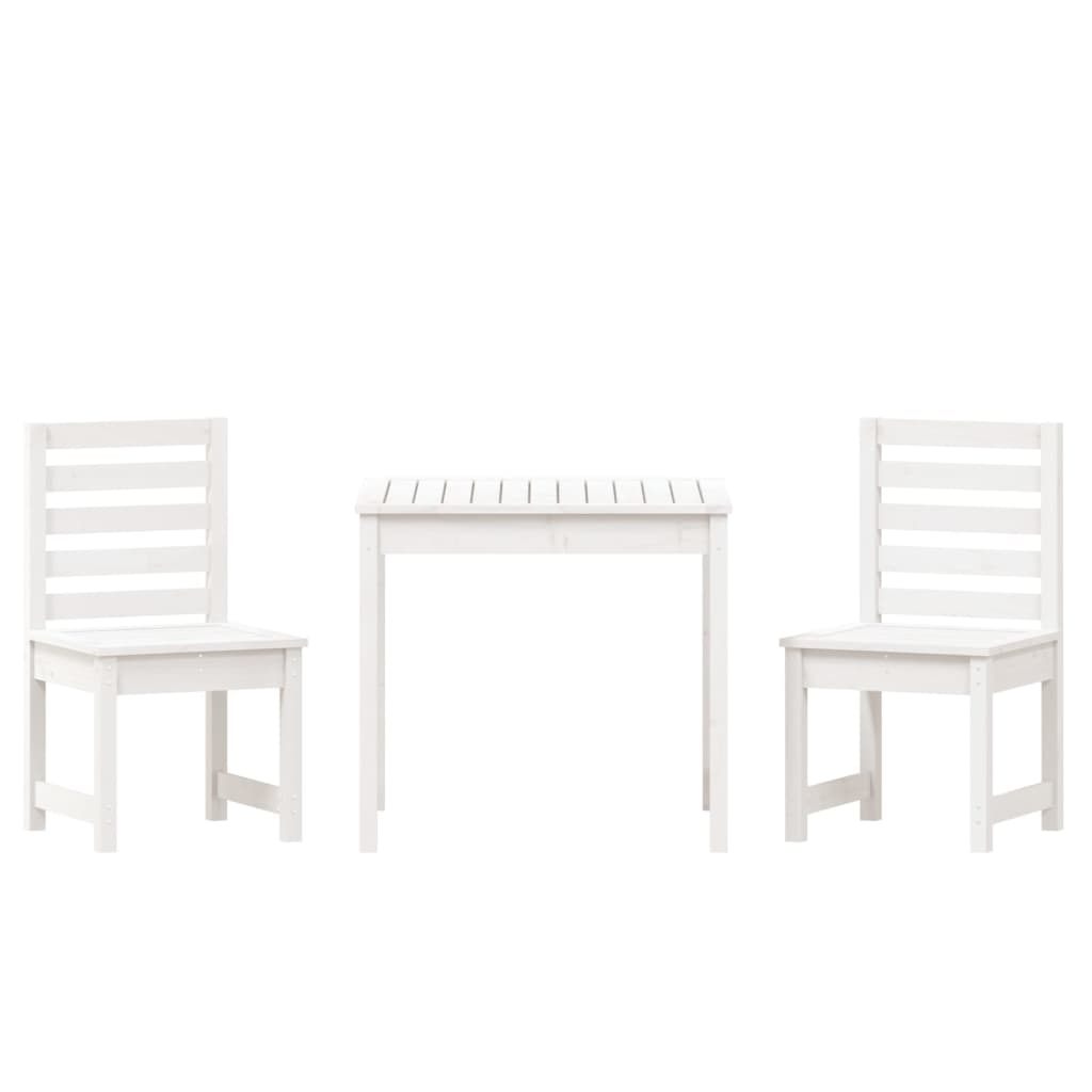 -Delige Bistroset Massief Grenenhout Wit Wit grenenhout