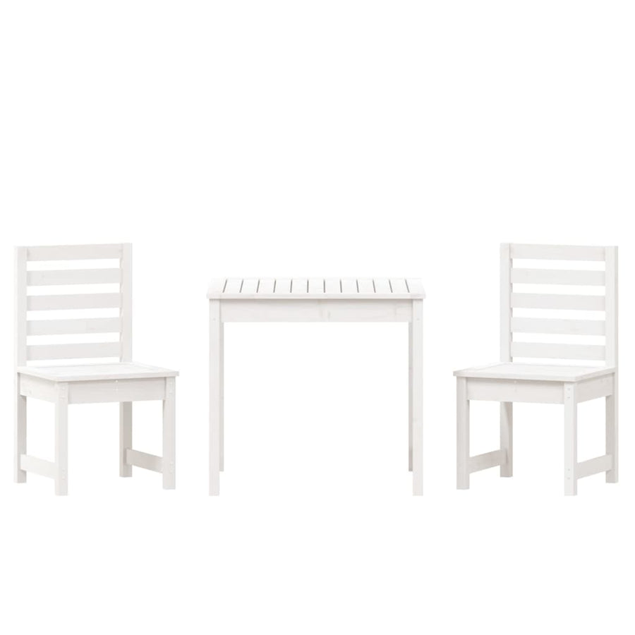 -Delige Bistroset Massief Grenenhout Wit Wit grenenhout