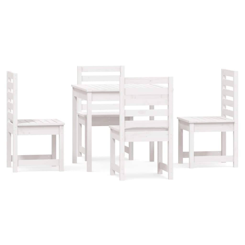 -Delige Tuinset Massief Grenenhout Wit Wit grenenhout