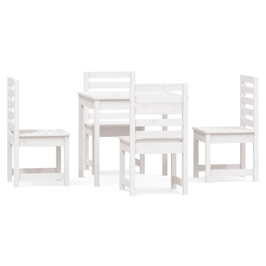 -Delige Tuinset Massief Grenenhout Wit Wit grenenhout
