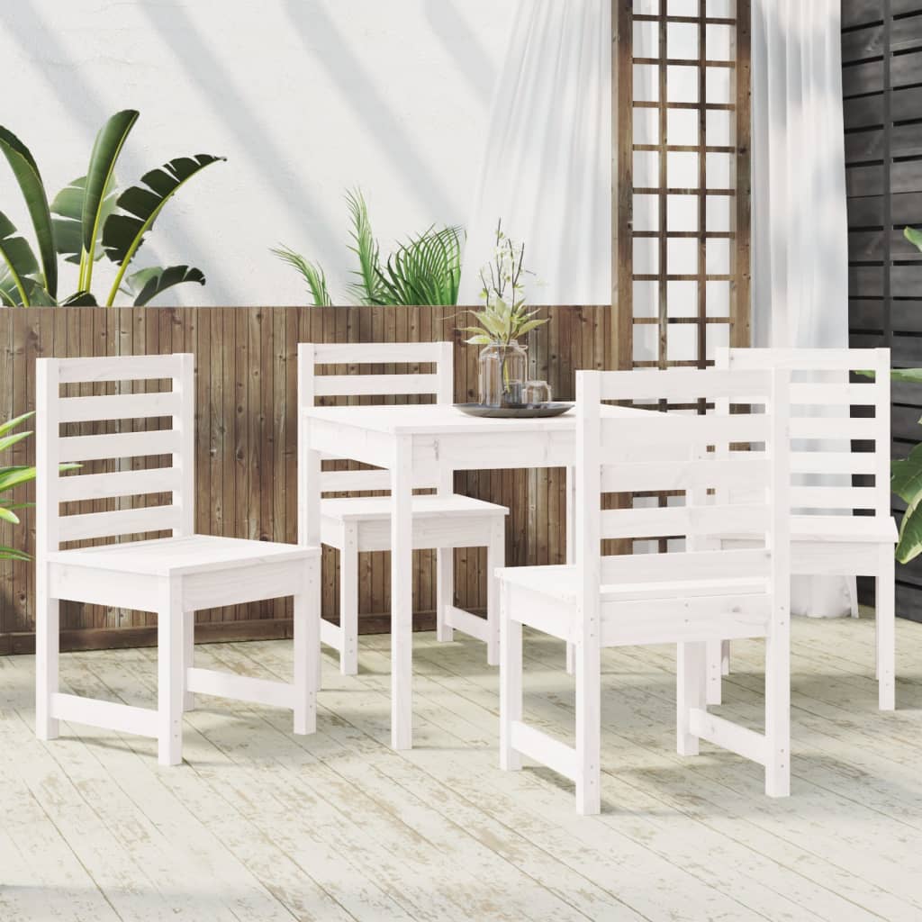 -Delige Tuinset Massief Grenenhout Wit Wit grenenhout
