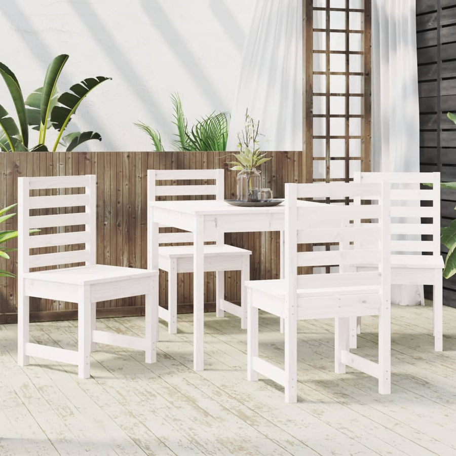-Delige Tuinset Massief Grenenhout Wit Wit grenenhout