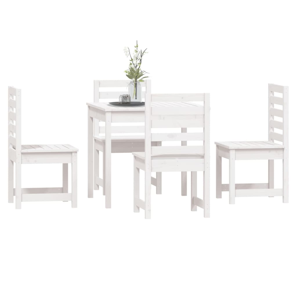 -Delige Tuinset Massief Grenenhout Wit Wit grenenhout