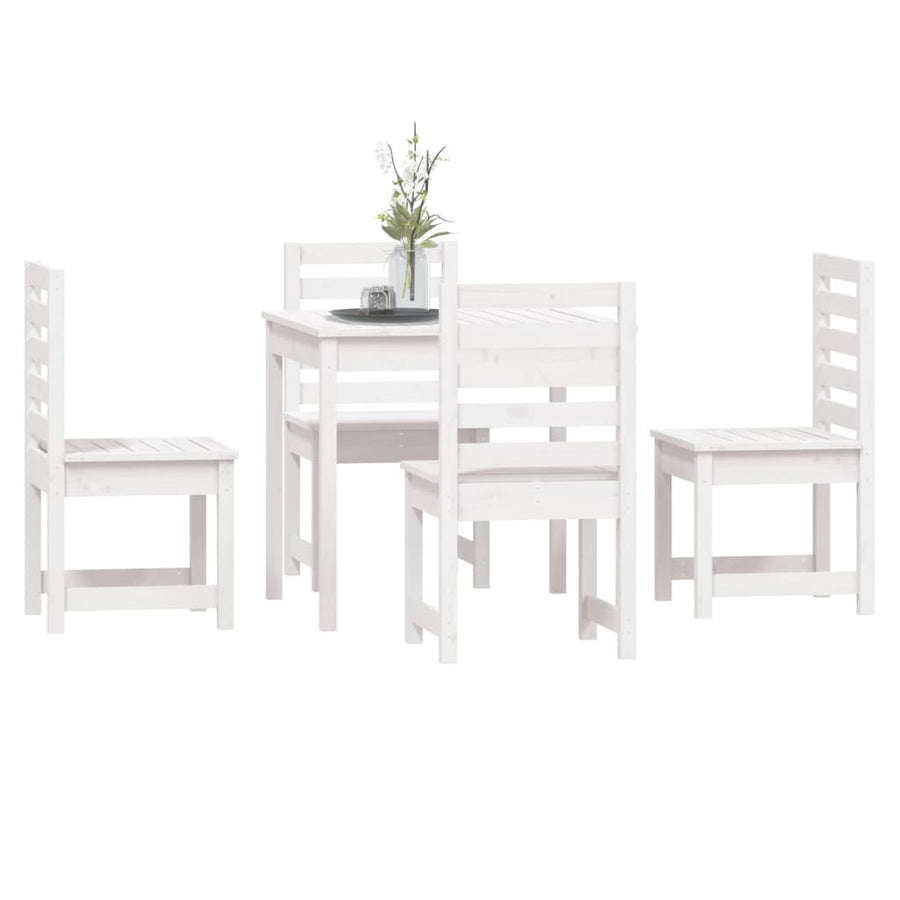 -Delige Tuinset Massief Grenenhout Wit Wit grenenhout
