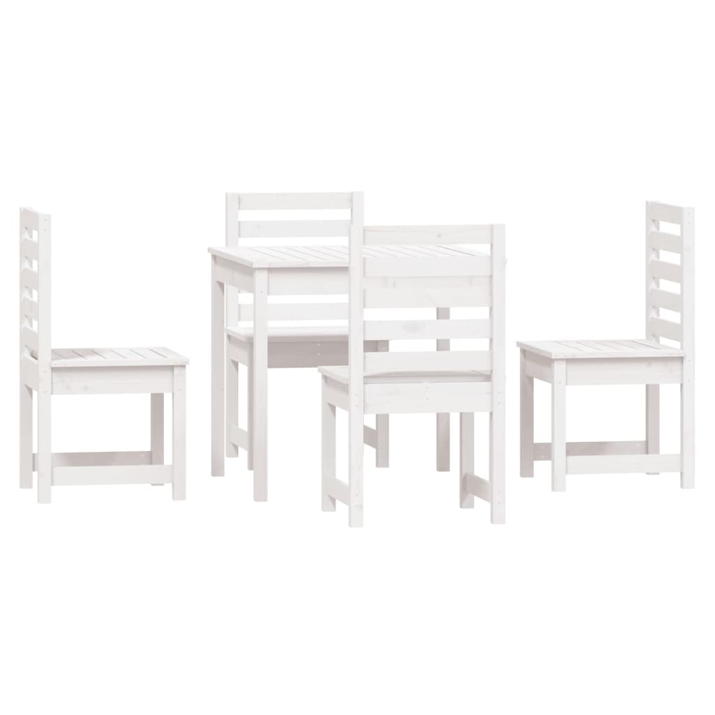 -Delige Tuinset Massief Grenenhout Wit Wit grenenhout