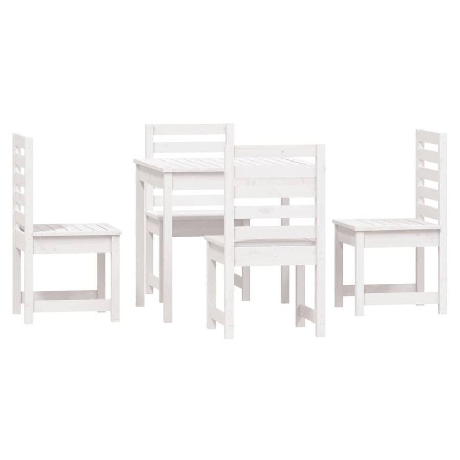 -Delige Tuinset Massief Grenenhout Wit Wit grenenhout