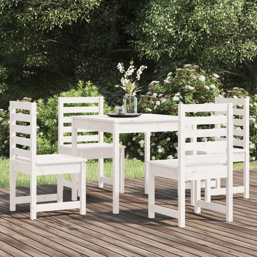 -Delige Tuinset Massief Grenenhout Wit Wit grenenhout