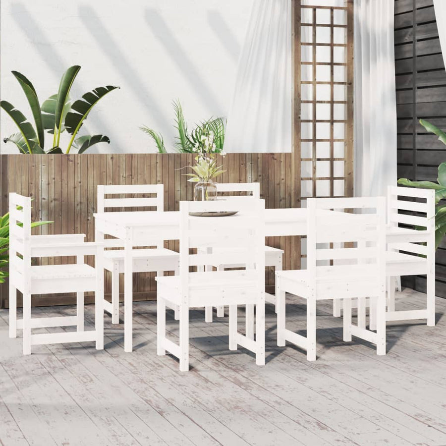 7-Delige Tuinset Massief Grenenhout Wit Wit grenenhout
