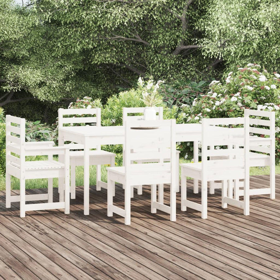 7-Delige Tuinset Massief Grenenhout Wit Wit grenenhout