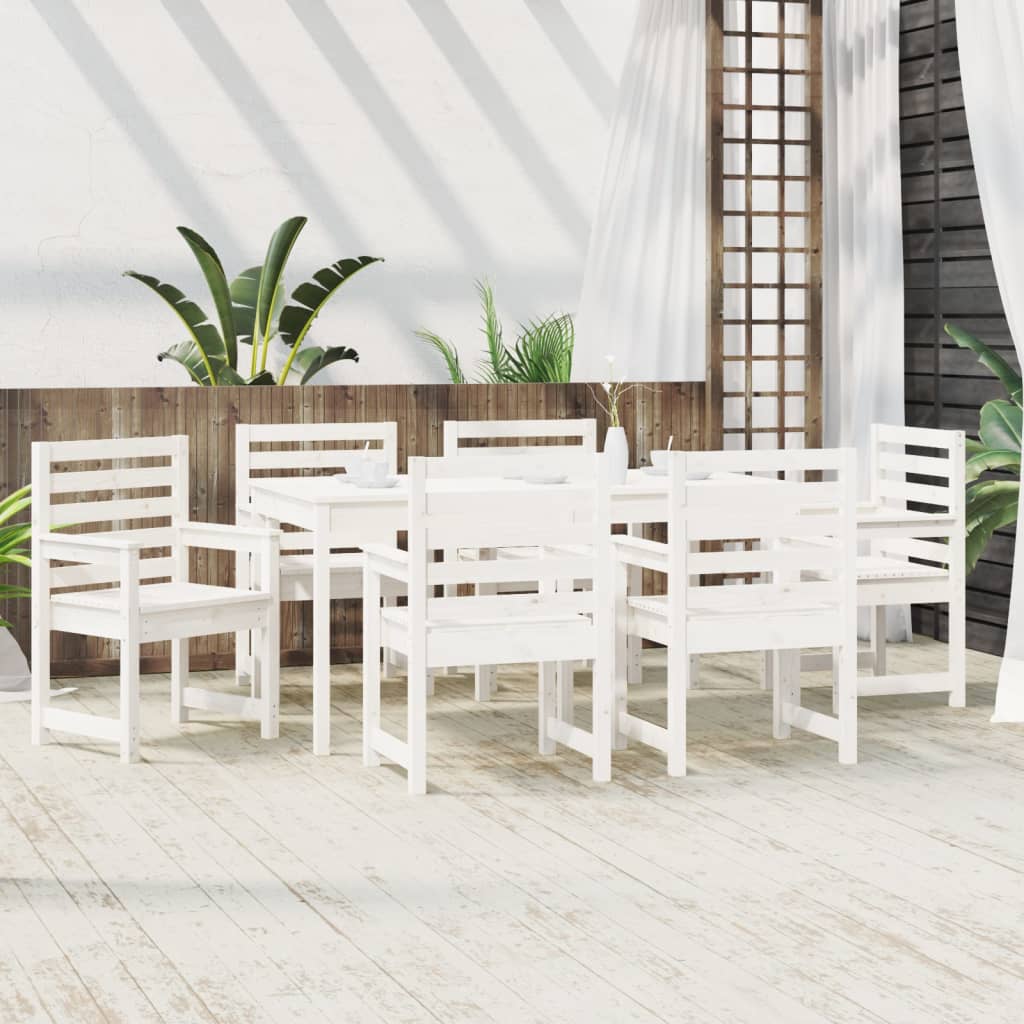 7-Delige Tuinset Massief Grenenhout Wit Wit grenenhout