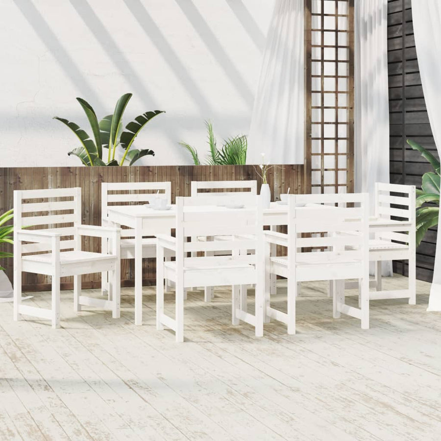 7-Delige Tuinset Massief Grenenhout Wit Wit grenenhout