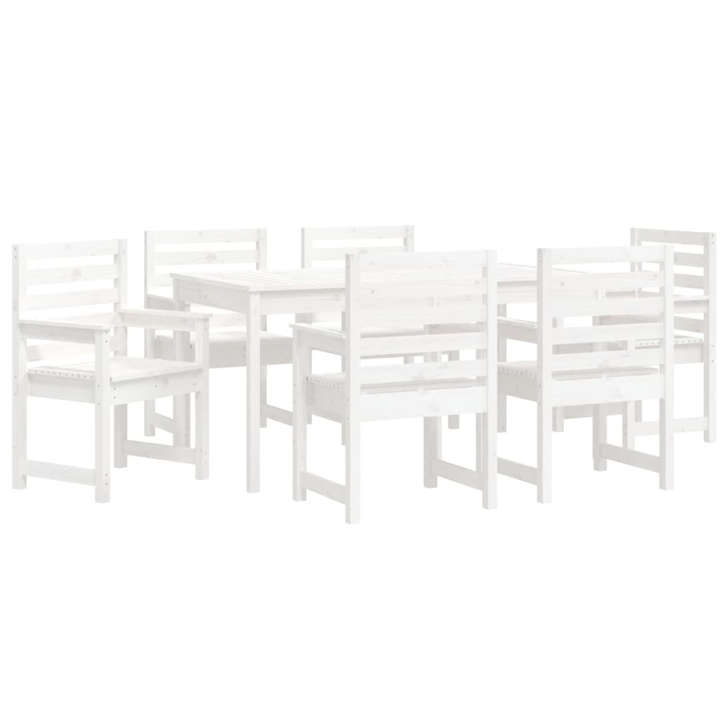 7-Delige Tuinset Massief Grenenhout Wit Wit grenenhout