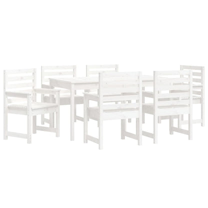 7-Delige Tuinset Massief Grenenhout Wit Wit grenenhout