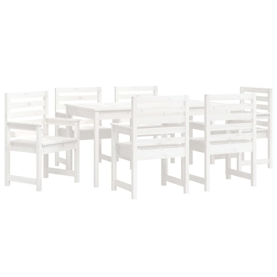7-Delige Tuinset Massief Grenenhout Wit Wit grenenhout