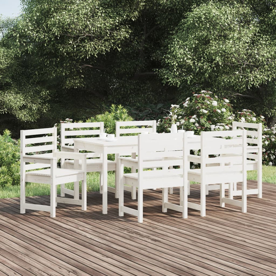 7-Delige Tuinset Massief Grenenhout Wit Wit grenenhout