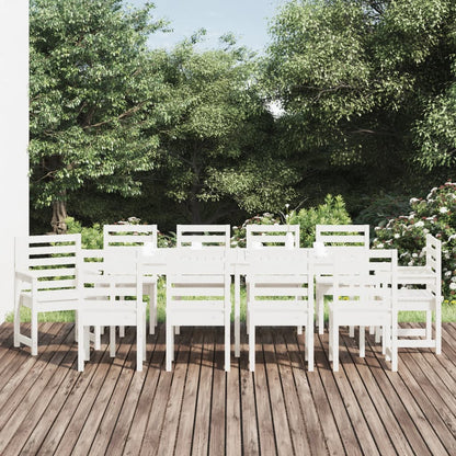 11-Delige Tuinset Massief Grenenhout Wit Wit grenenhout