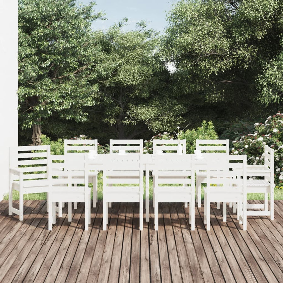 11-Delige Tuinset Massief Grenenhout Wit Wit grenenhout