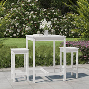 Tuinbarset massief grenenhout 3-delig wit