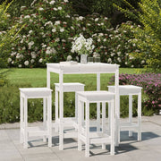 Tuinbarset 5-delig massief grenenhout wit