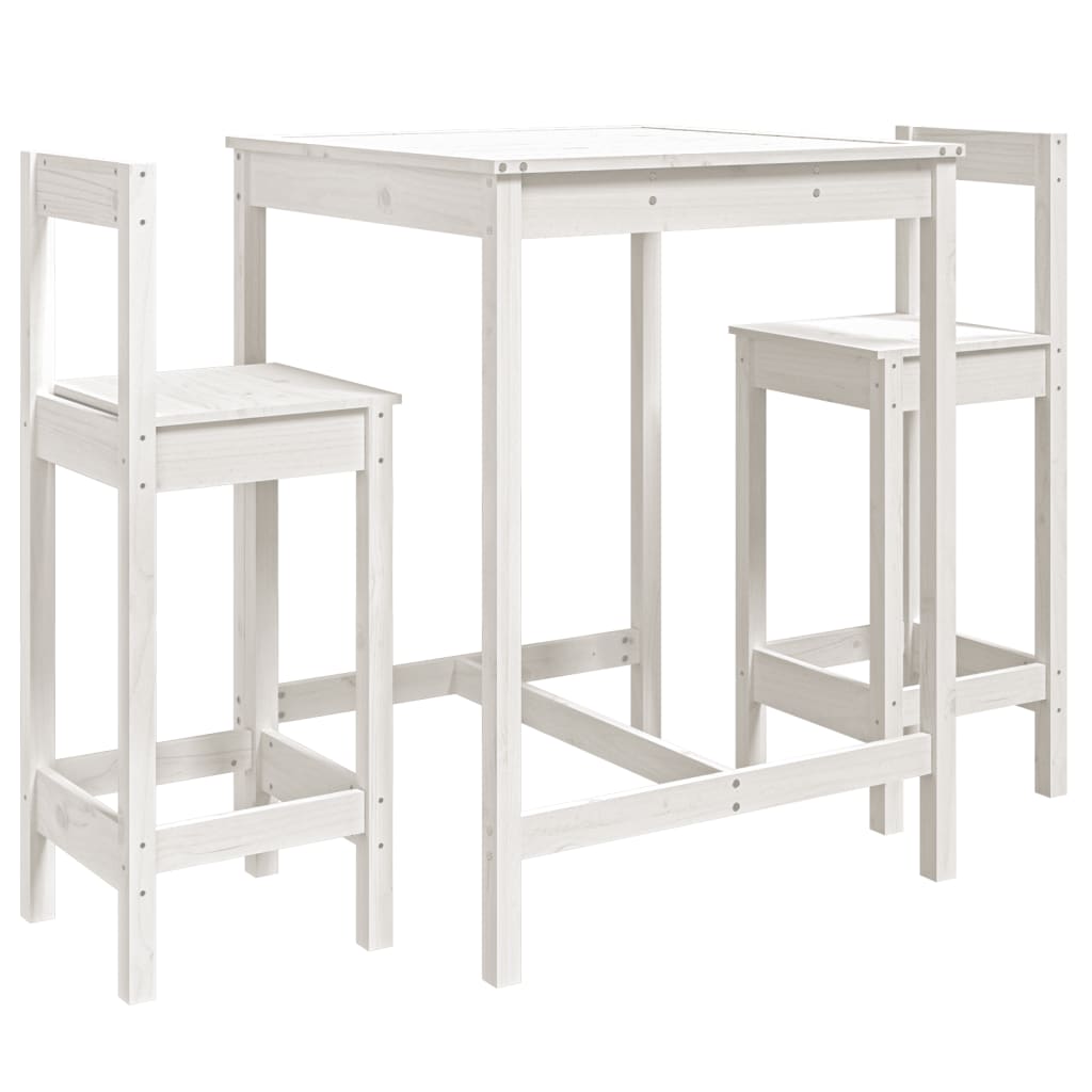 3-Delige Barset Massief Grenenhout Wit