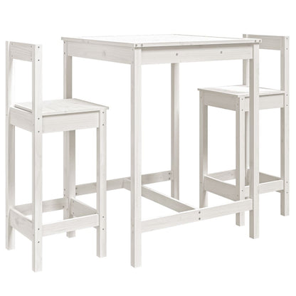 3-Delige Barset Massief Grenenhout Wit