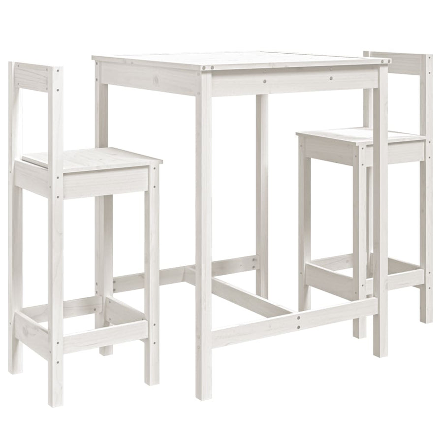 3-Delige Barset Massief Grenenhout Wit