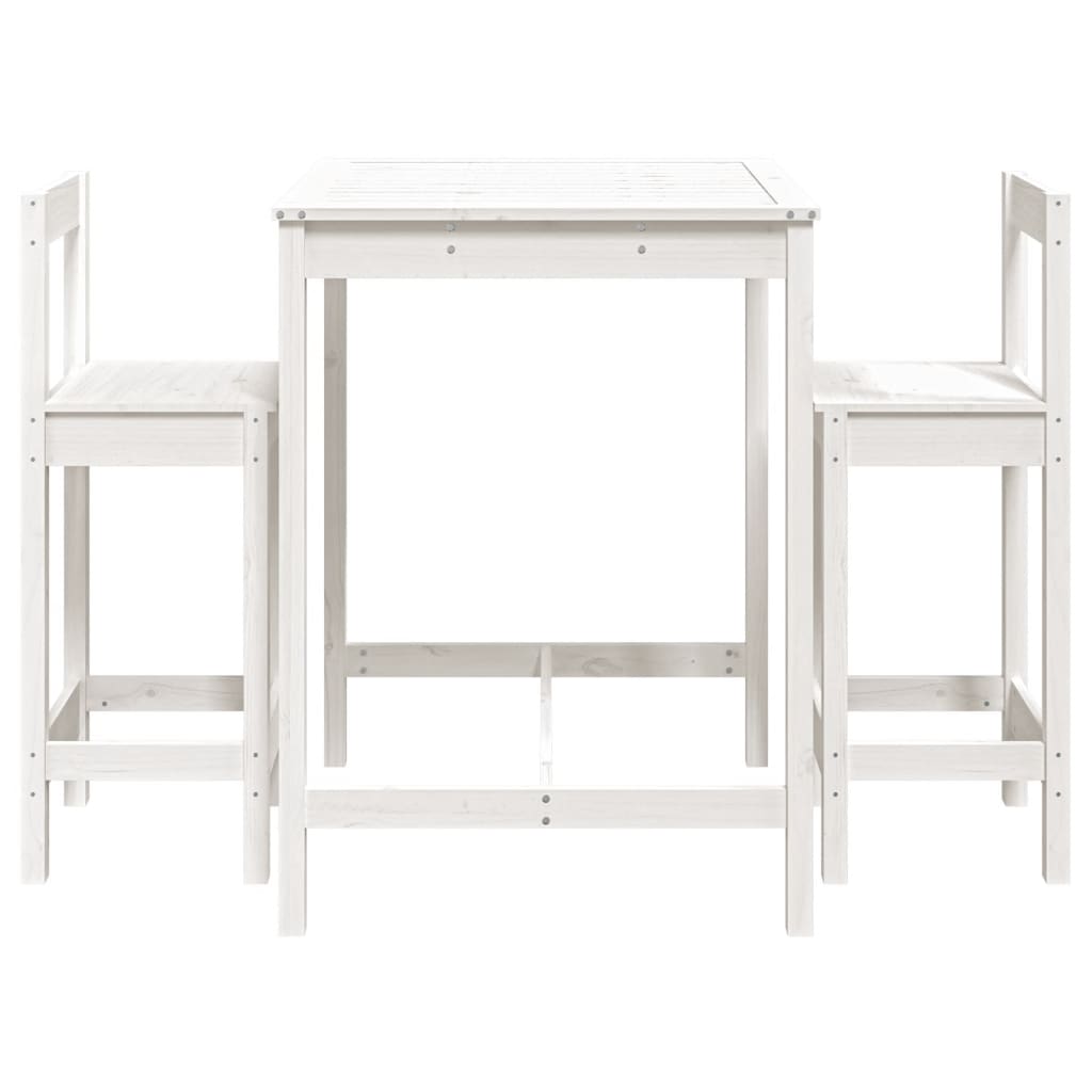 3-Delige Barset Massief Grenenhout Wit